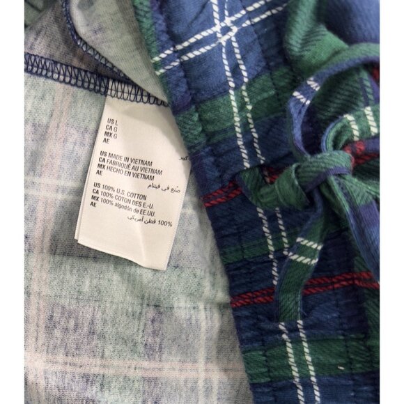 Holiday Lane Men’s 2-Piece Pajama Set L Green Blue Red Plaid Cotton Christmas - Picture 4 of 4